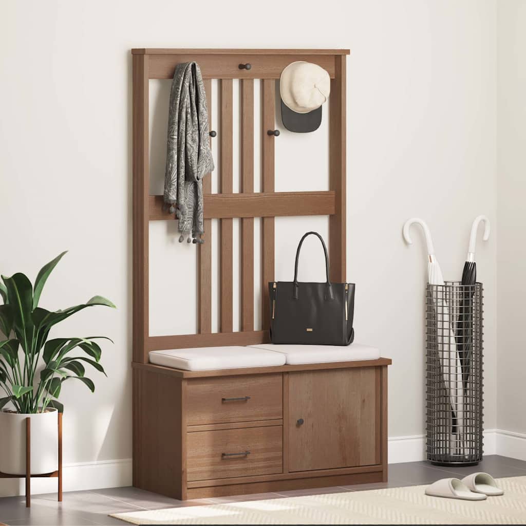 Hall Tree SANDENS 87x40x159.5cm Solid Wood Pine