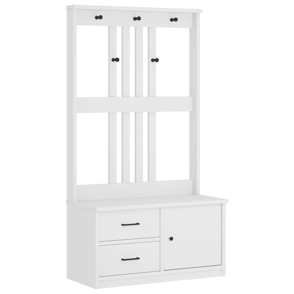 Hall Tree SANDENS White 87x40x159.5cm Solid Wood Pine