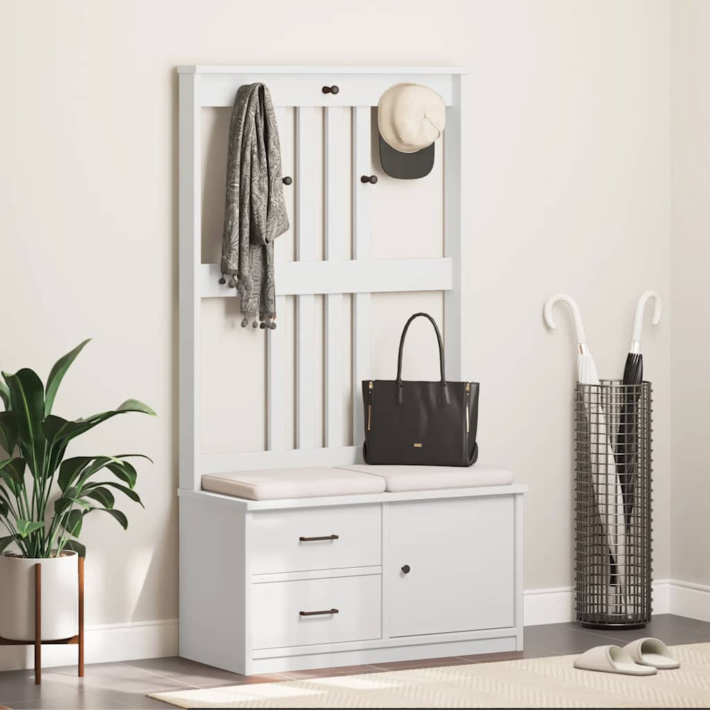 Hall Tree SANDENS White 87x40x159.5cm Solid Wood Pine