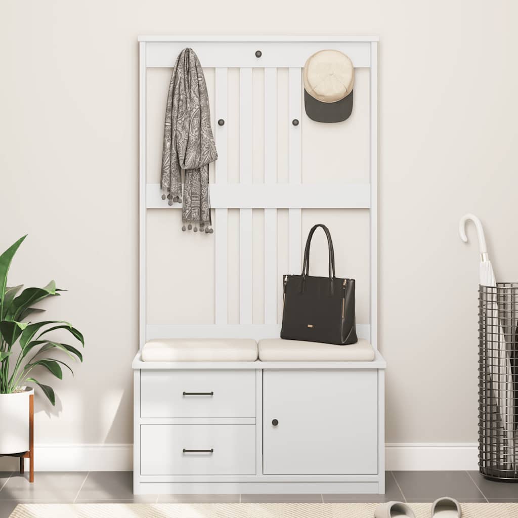 Hall Tree SANDENS White 87x40x159.5cm Solid Wood Pine