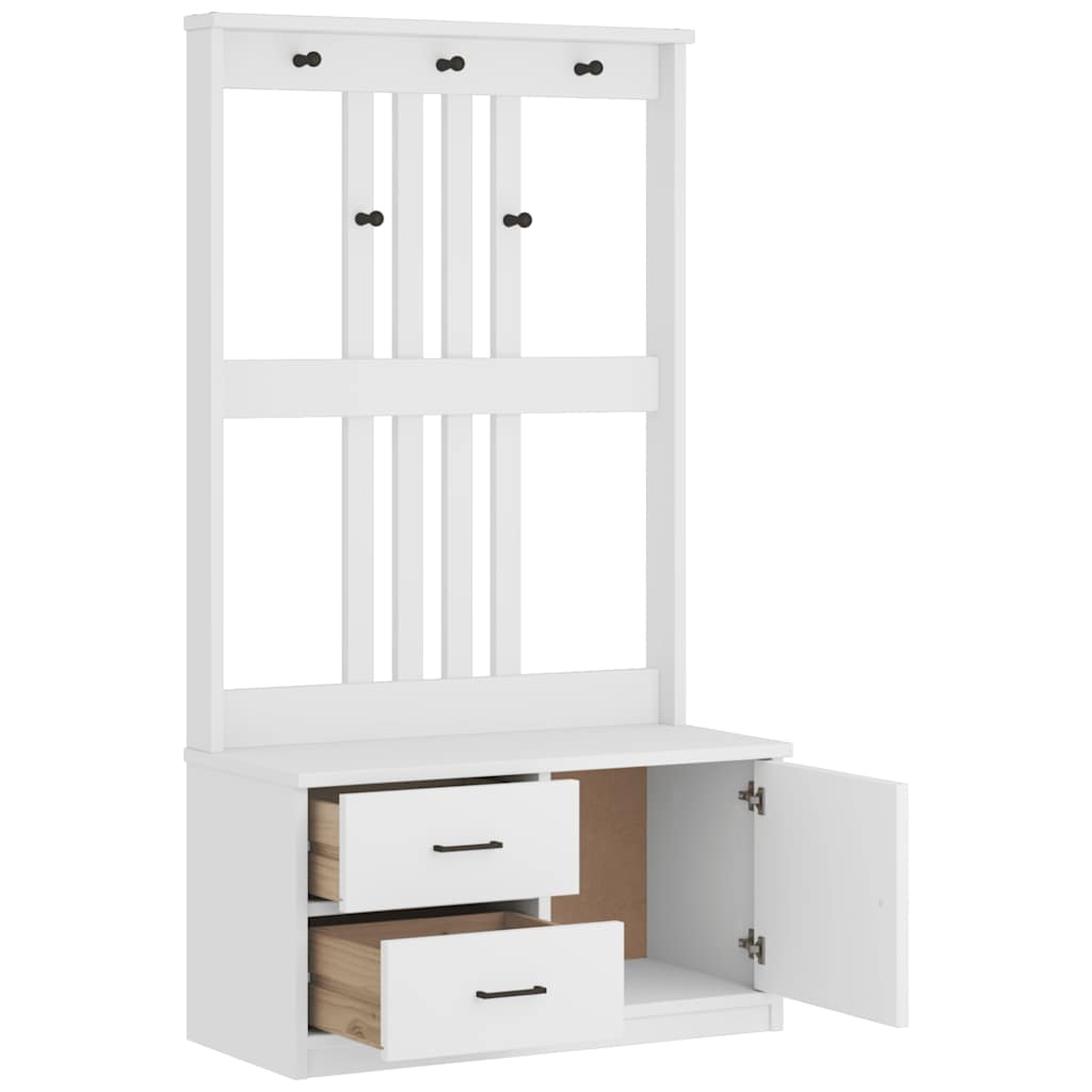 Hall Tree SANDENS White 87x40x159.5cm Solid Wood Pine