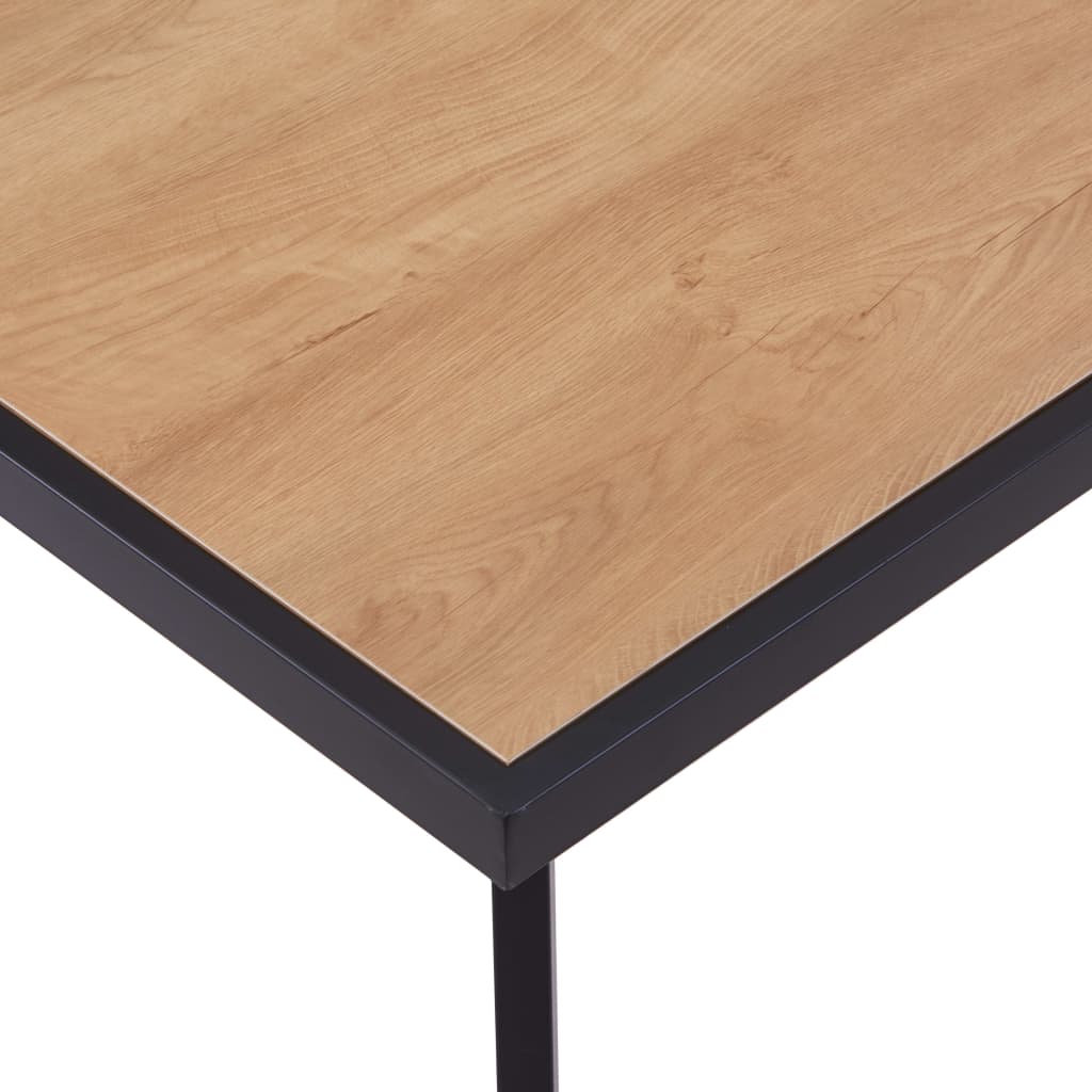 Dining Table Light Wood and Black 200x100x75 cm MDF