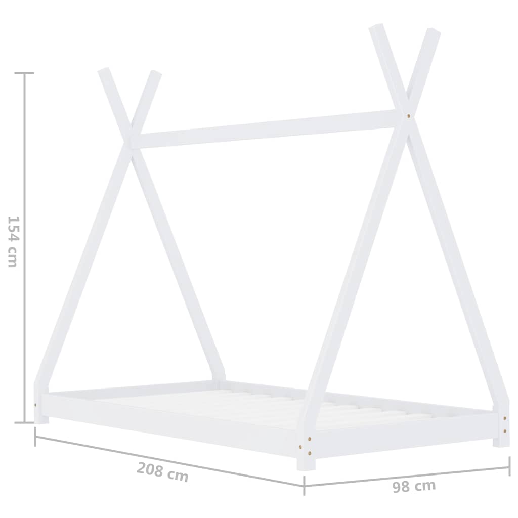 Kids Bed Frame White Solid Pine Wood 90x200 cm