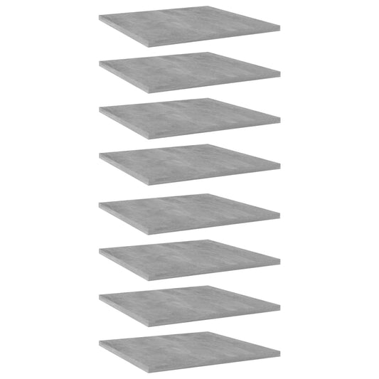 Bookshelf Boards 8 pcs Concrete Grey 40x40x1.5 cm Engineered Wood