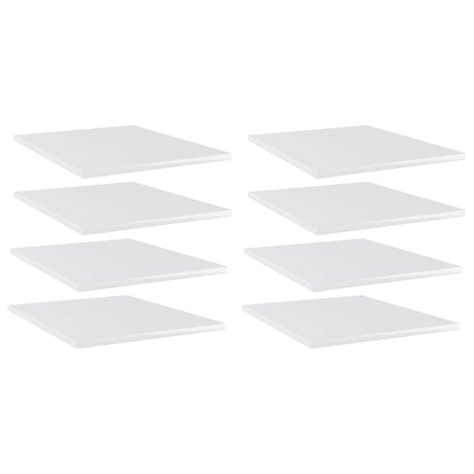 Bookshelf Boards 8 pcs High Gloss White 40x50x1.5 cm Engineered Wood
