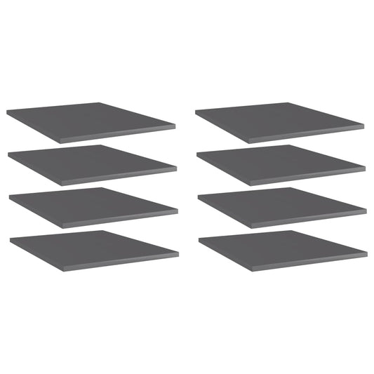 Bookshelf Boards 8 pcs High Gloss Grey 40x50x1.5 cm Engineered Wood