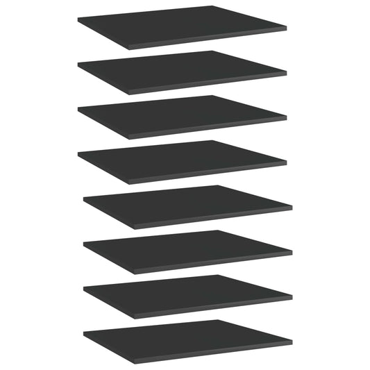 Bookshelf Boards 8 pcs High Gloss Black 60x50x1.5 cm Engineered Wood