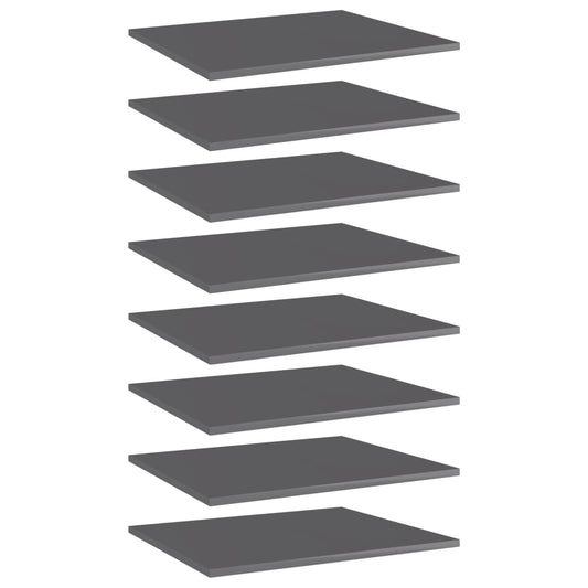 Bookshelf Boards 8 pcs High Gloss Grey 60x50x1.5 cm Engineered Wood