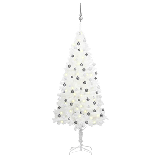 Artificial Pre-lit Christmas Tree with Ball Set White 180 cm