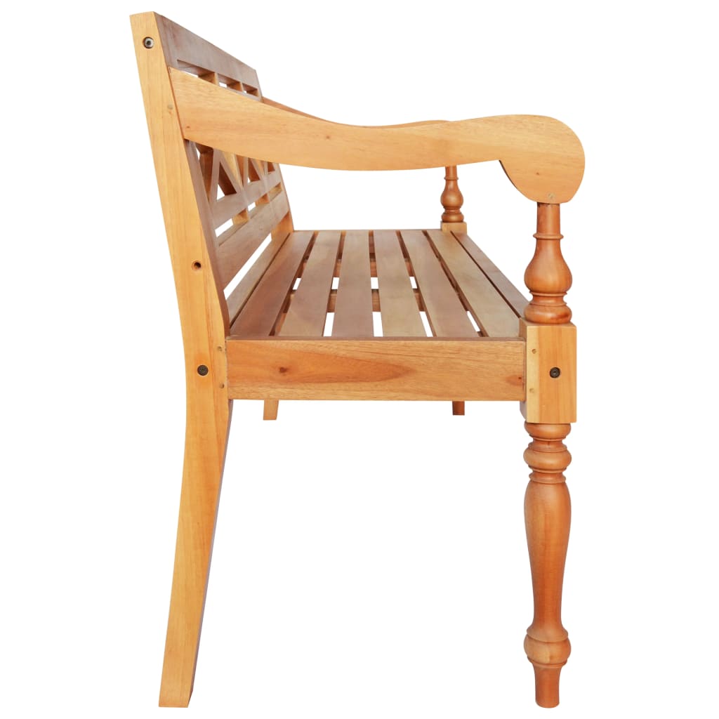 Batavia Bench 123 cm Solid Mahogany Wood Light Brown