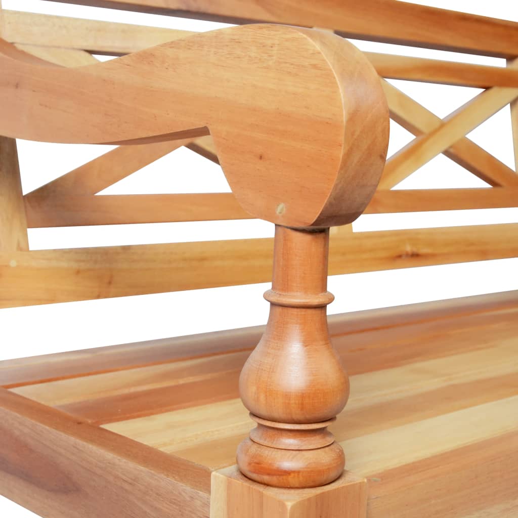 Batavia Bench 123 cm Solid Mahogany Wood Light Brown