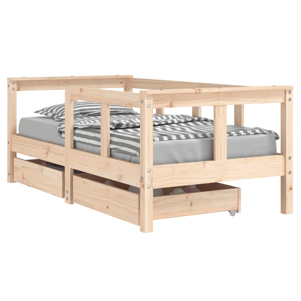 Kids Bed Frame with Drawers 70x140 cm Solid Wood Pine