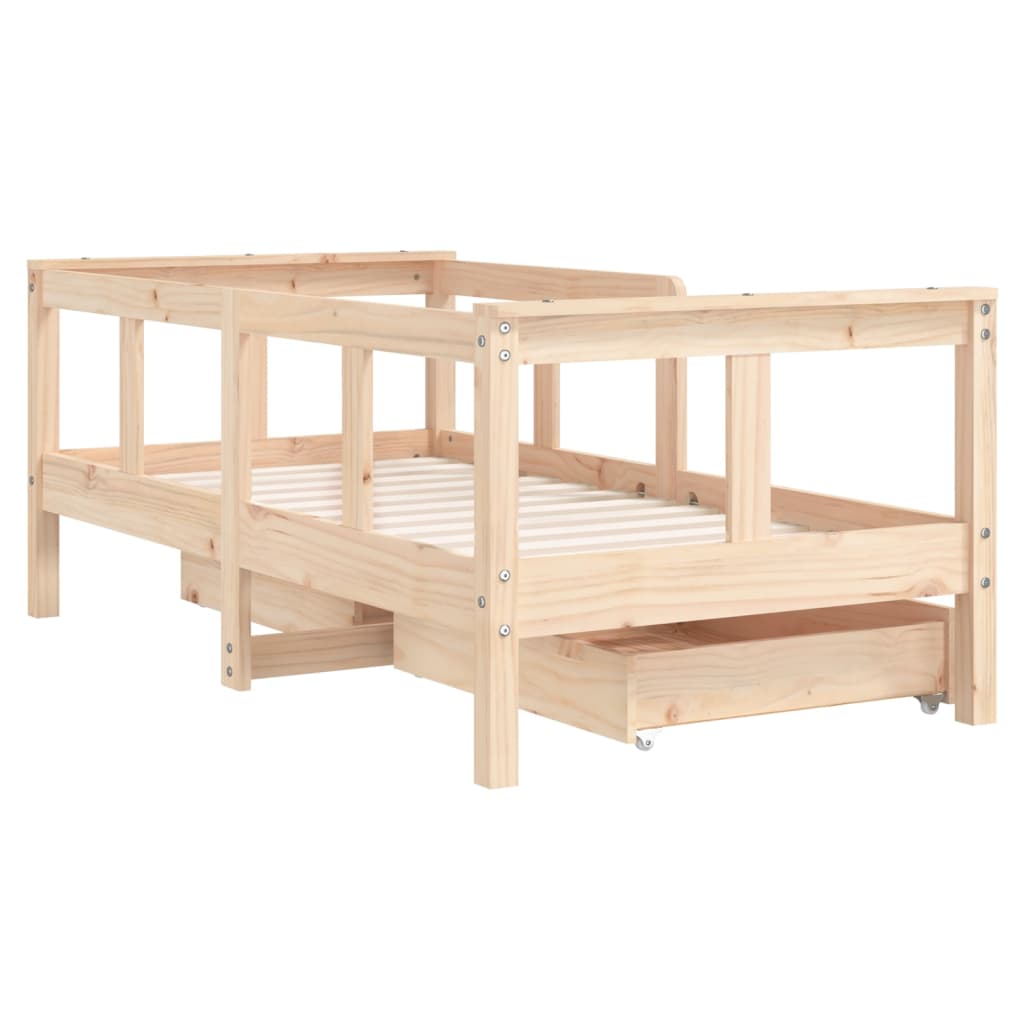 Kids Bed Frame with Drawers 70x140 cm Solid Wood Pine