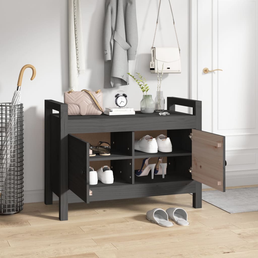 Hall Bench Grey 80x40x60 cm Solid Wood Pine