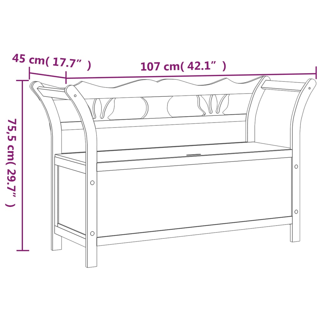 Bench White 107x45x75.5 cm Solid Wood Fir