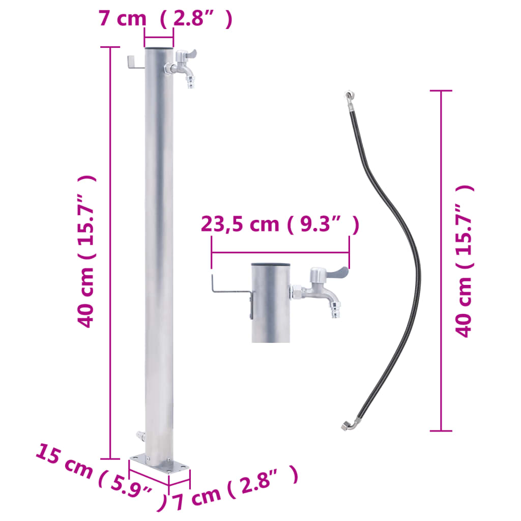 Garden Water Column 40 cm Stainless Steel Round