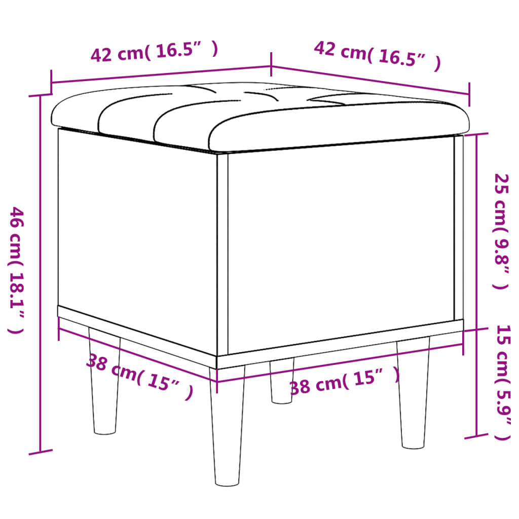 Storage Bench Concrete Grey 42x42x46 cm Engineered Wood