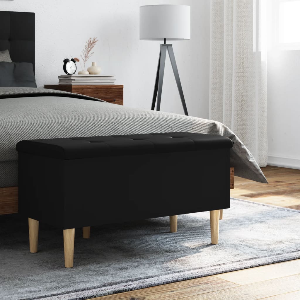 Storage Bench Black 82x42x46 cm Engineered Wood