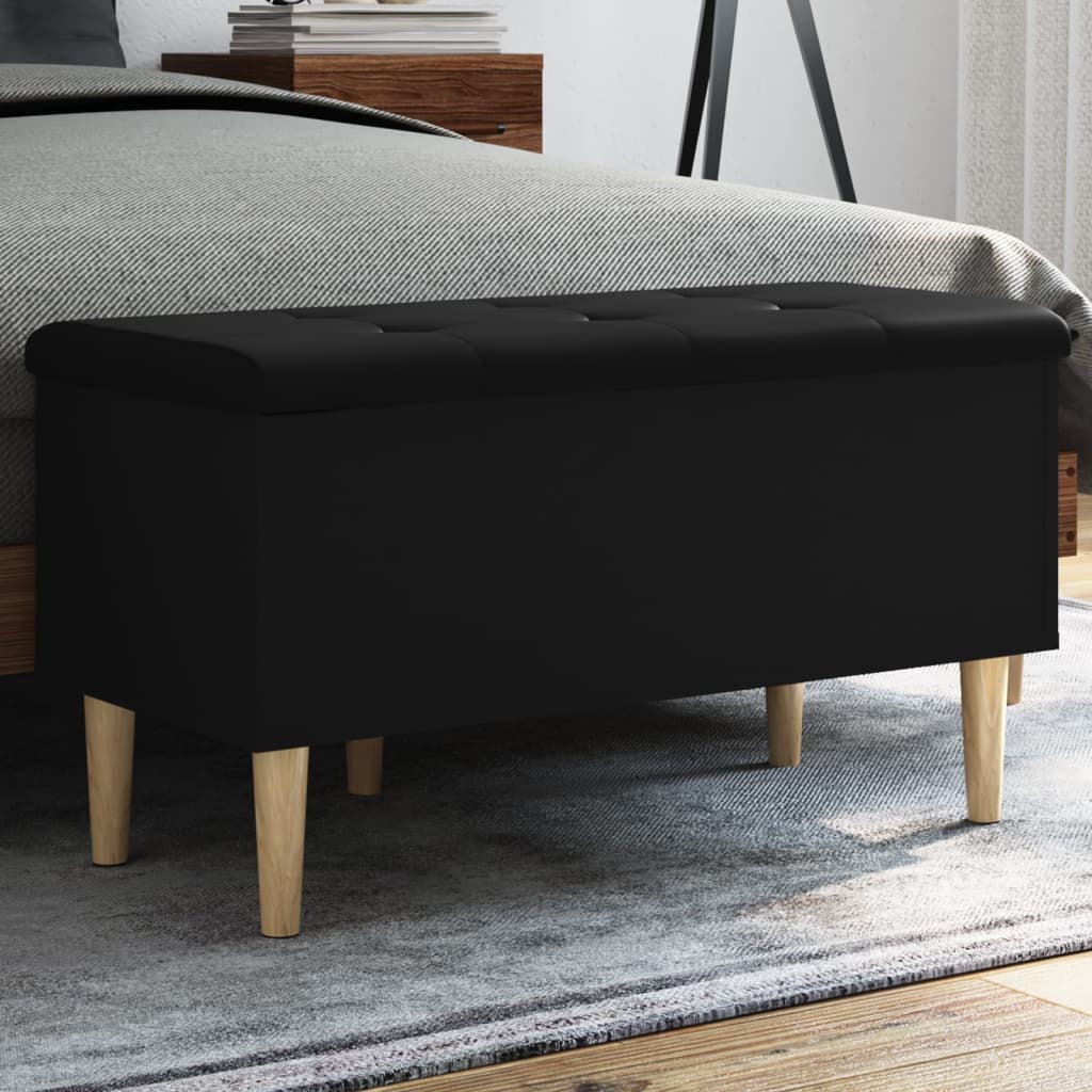 Storage Bench Black 82x42x46 cm Engineered Wood