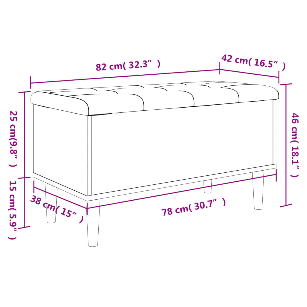 Storage Bench Grey Sonoma 82x42x46 cm Engineered Wood