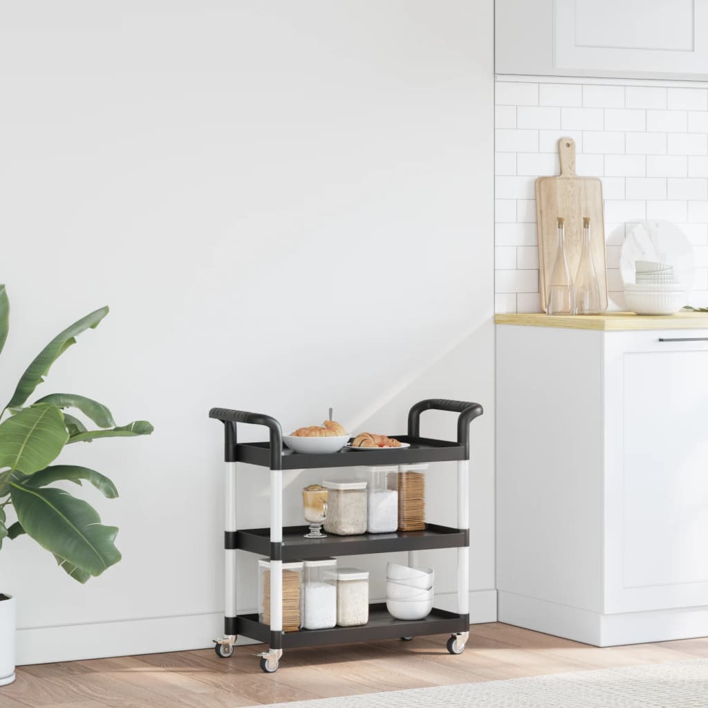 3-Tier Trolley Black 77x34x72 cm Aluminium