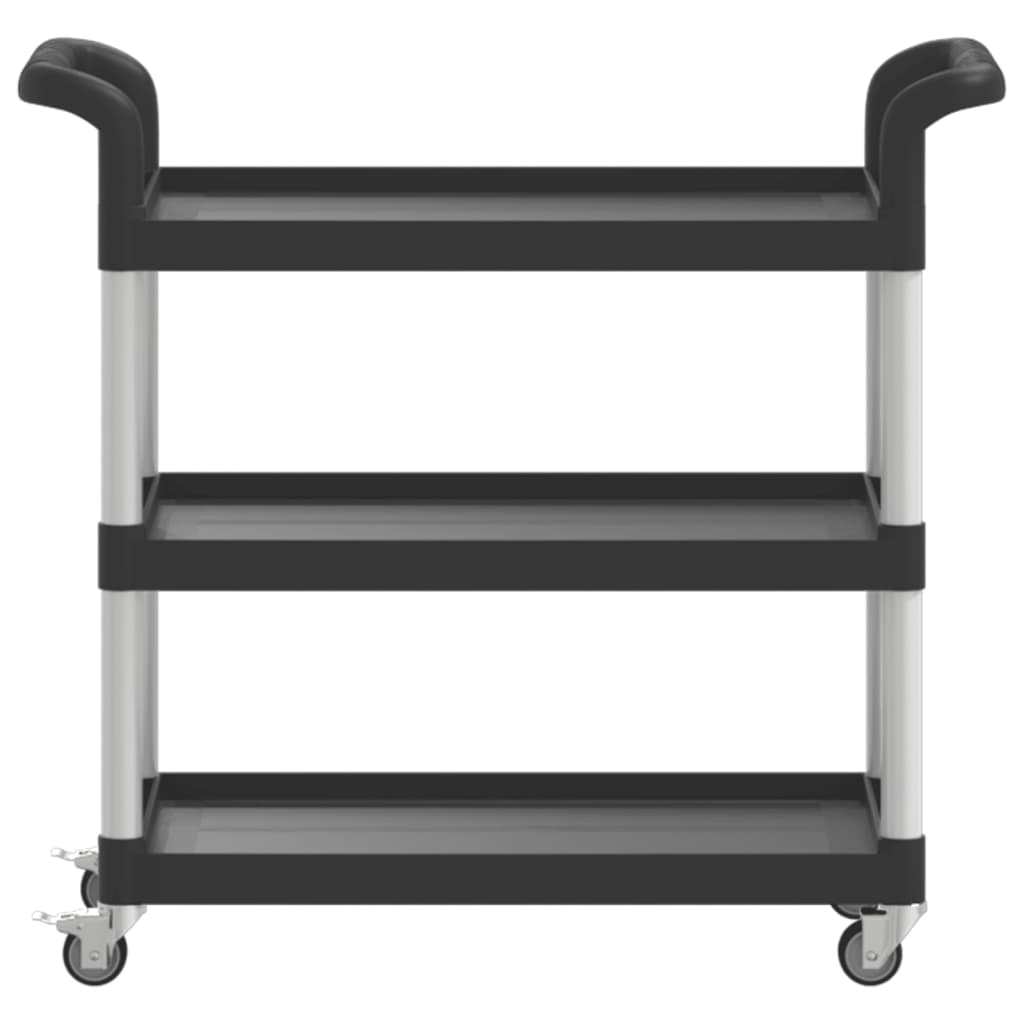 3-Tier Trolley Black 77x34x72 cm Aluminium