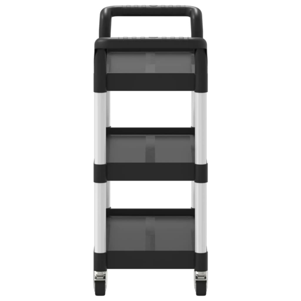 3-Tier Trolley Black 77x34x72 cm Aluminium