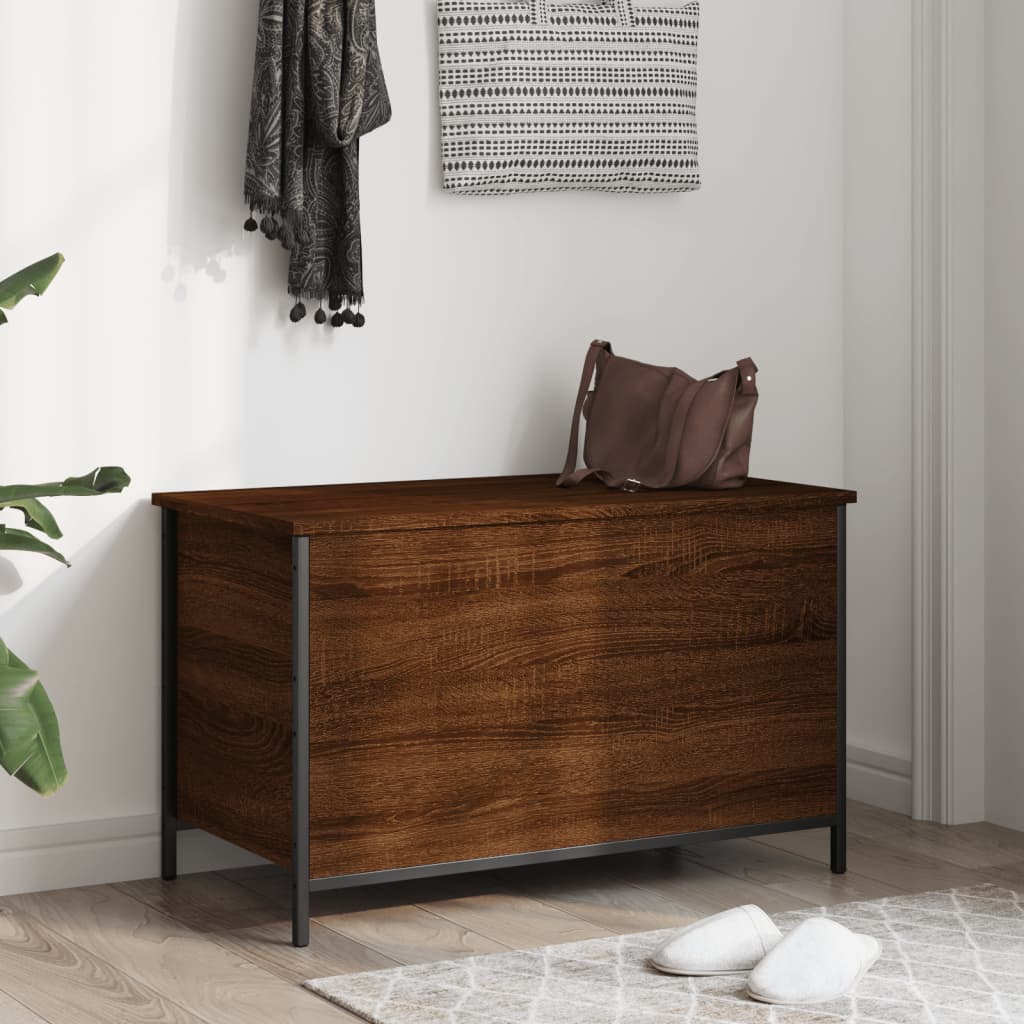 Storage Bench Brown Oak 80x42.5x50 cm Engineered Wood