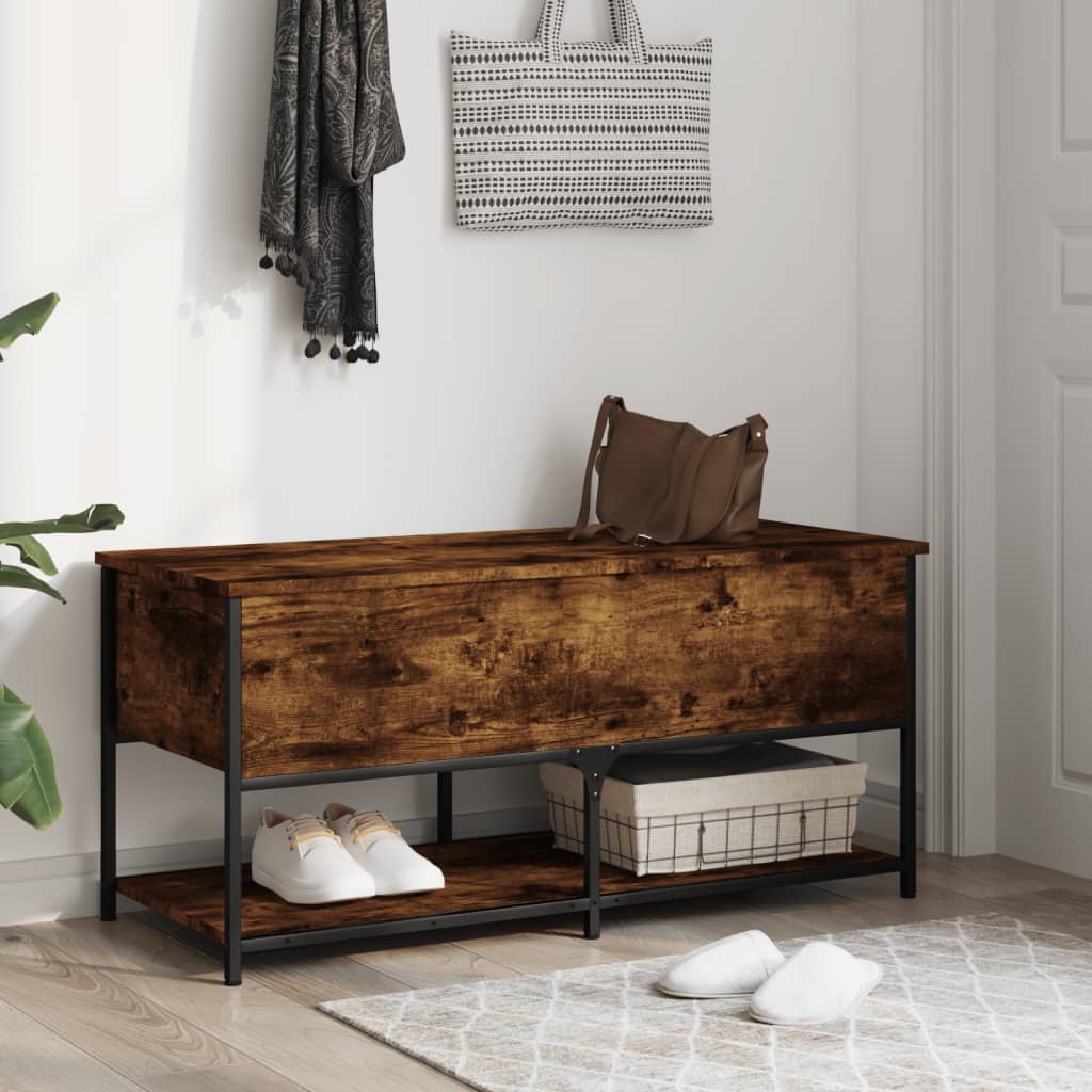 Storage Bench Smoked Oak 100x42.5x47 cm Engineered Wood