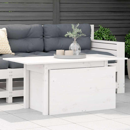 Garden Table White 100x50x75 cm Solid Wood Pine