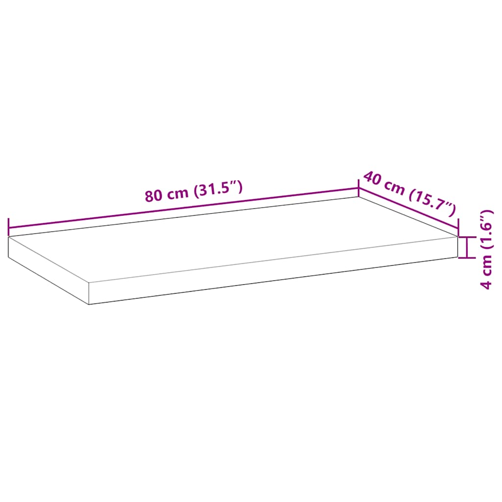 Floating Shelf 80x40x4 cm Untreated Solid Wood Acacia