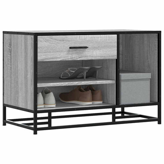 Shoe Bench Grey Sonoma 80x40x53.5 cm Engineered Wood and Metal