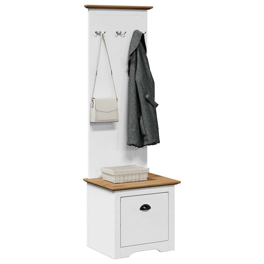 Hallway Cabinet with Hooks BODO White and Brown 50x40x157 cm