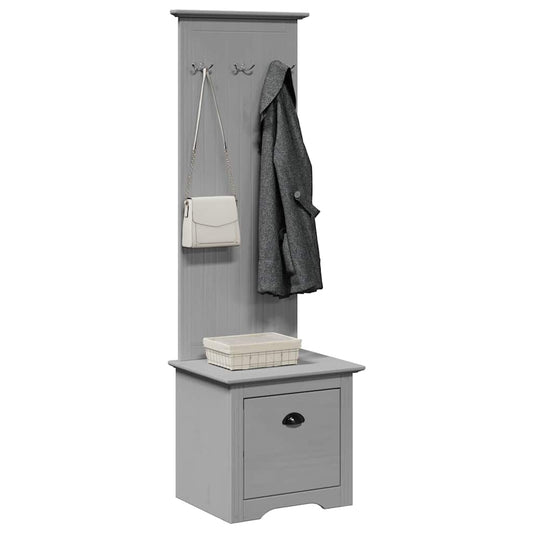 Hallway Cabinet with Hooks BODO Grey 50x40x157 cm