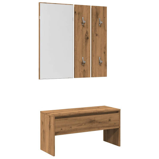 Hallway Furniture Set Artisan Oak Engineered Wood