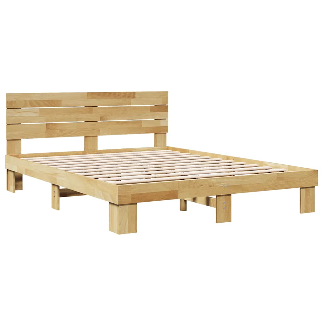 Bed Frame with Headboard without Mattress 160x200 cm Solid Wood Oak