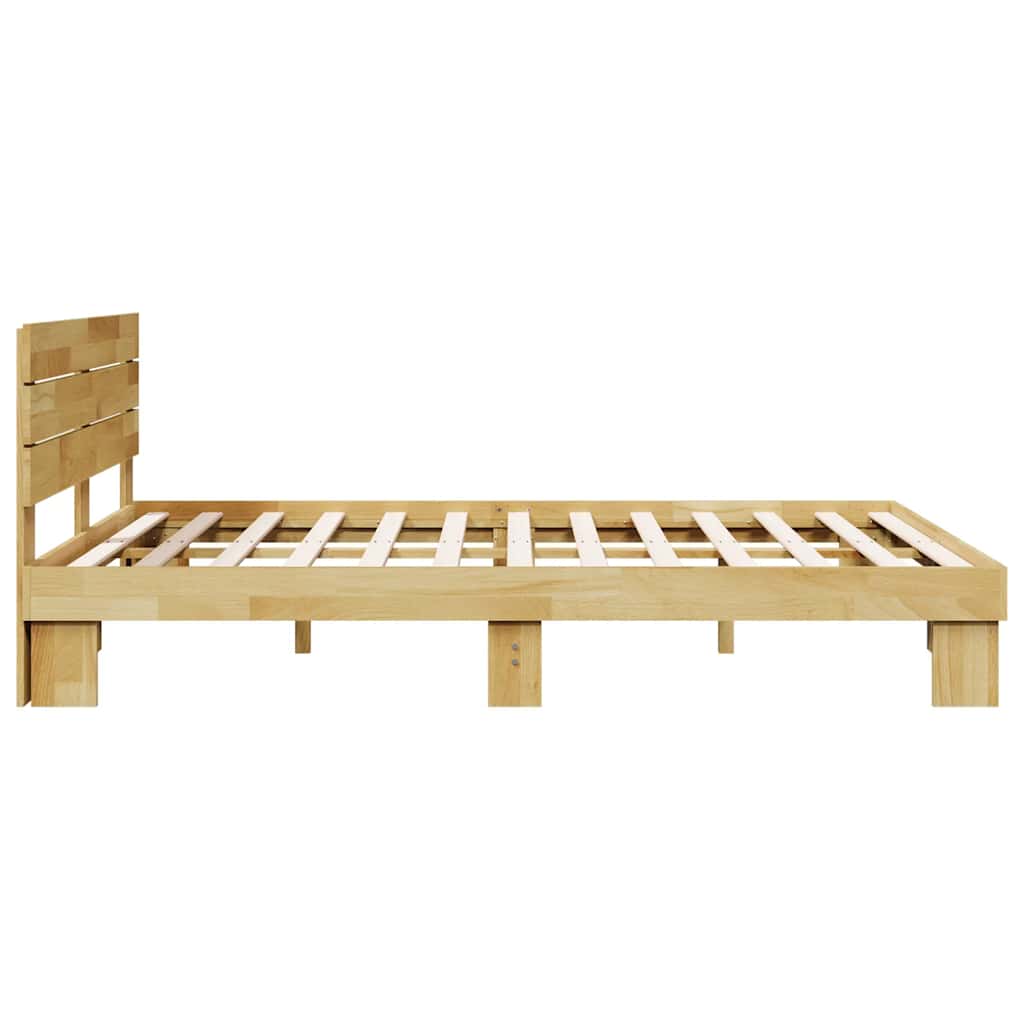 Bed Frame with Headboard without Mattress 160x200 cm Solid Wood Oak