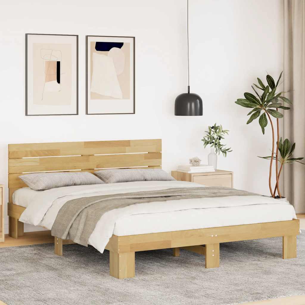 Bed Frame with Headboard without Mattress 160x200 cm Solid Wood Oak