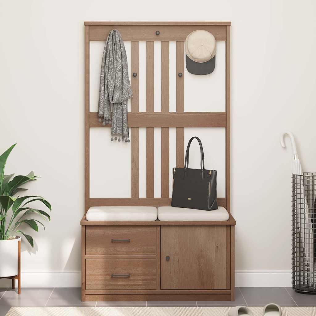 Hall Tree SANDENS 87x40x159.5cm Solid Wood Pine