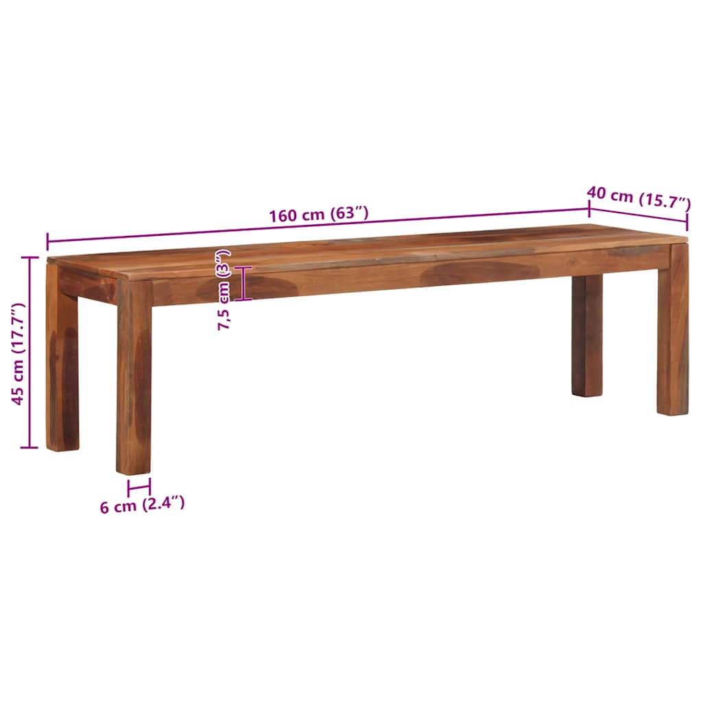 Bench 160 cm Solid Wood Acacia