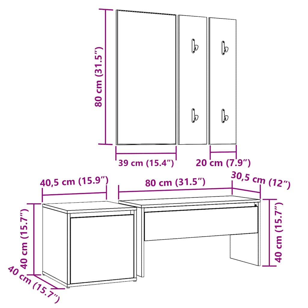 Hallway Furniture Set Old Wood Engineered Wood